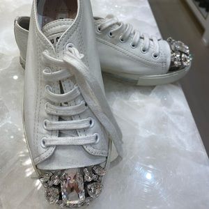 Miu Miu white crystal sneakers